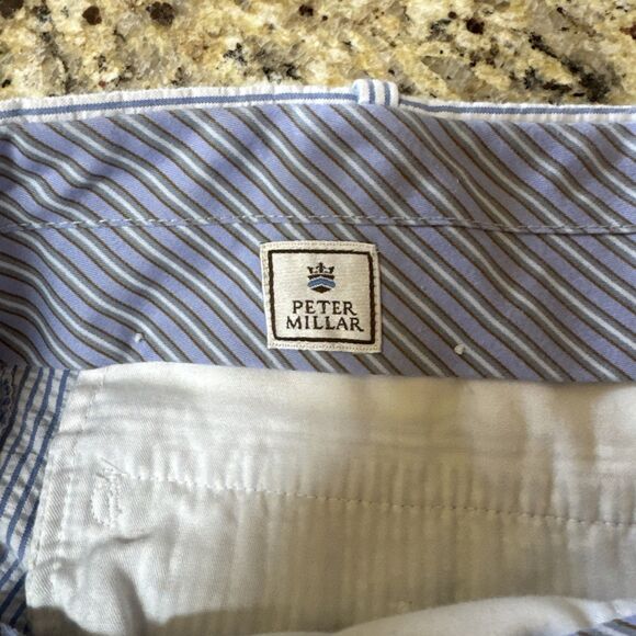 Peter Millar Featherweight Shorts Mens 38 Seersucker Blue Striped Golf Outdoor - Picture 2 of 5